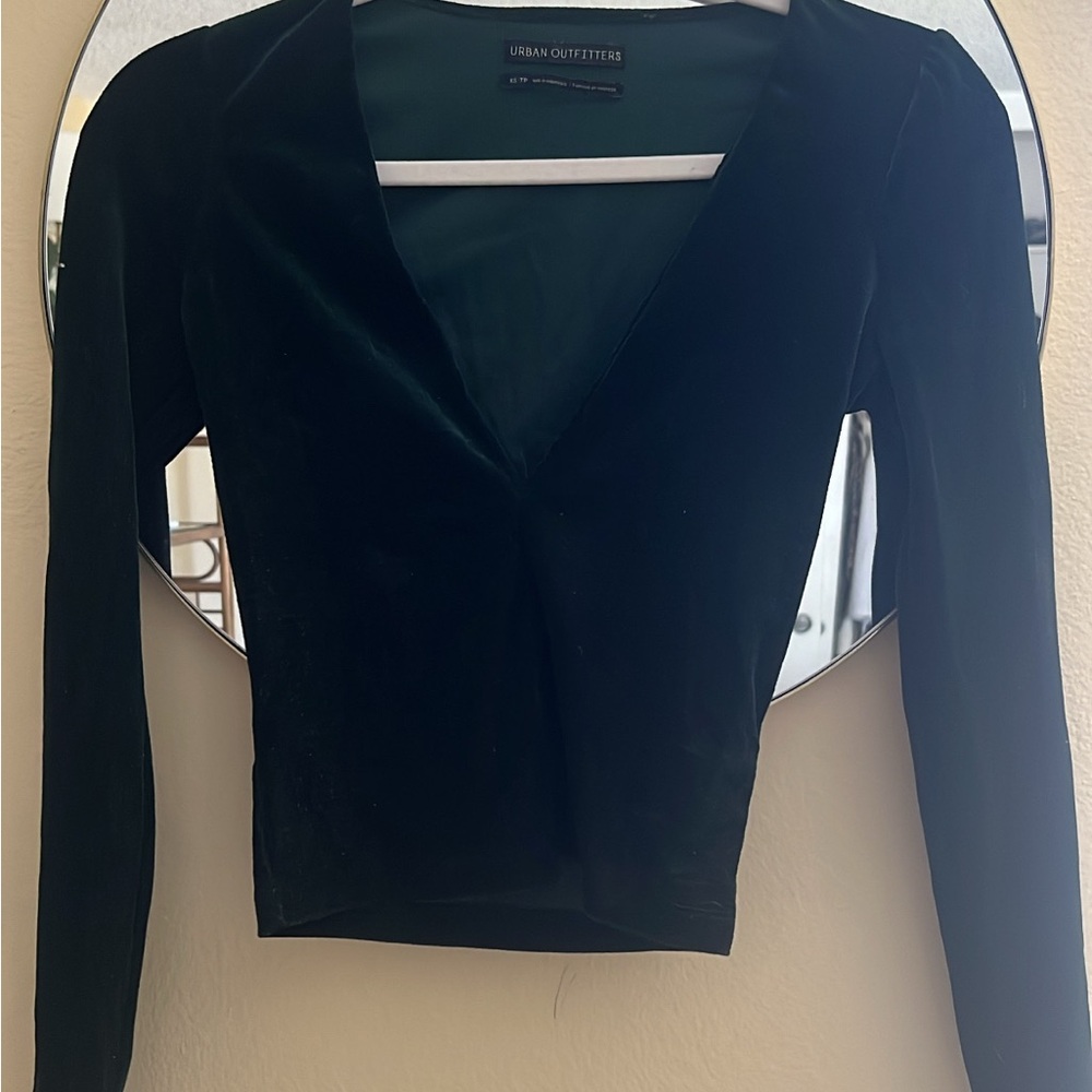 Urban Outfitters green Fitted Long Sleeve Blouse